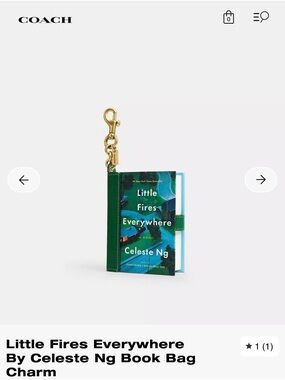 NWT Coach Little Fires Everywhere By Celeste Ng Book Bag Charm